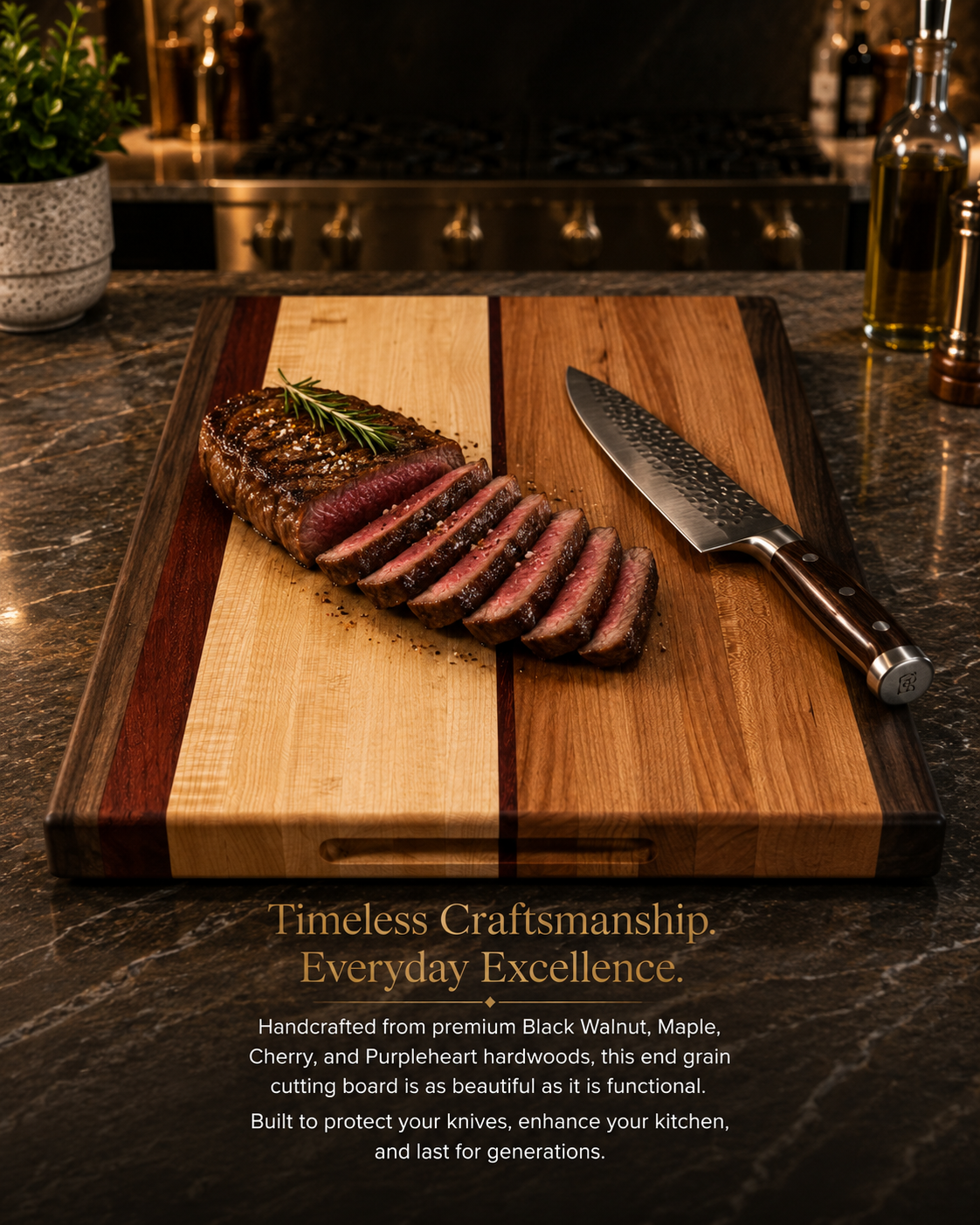 The Arnold Palmer – Edge Grain Cutting Board | Walnut, Maple, Cherry & Padauk