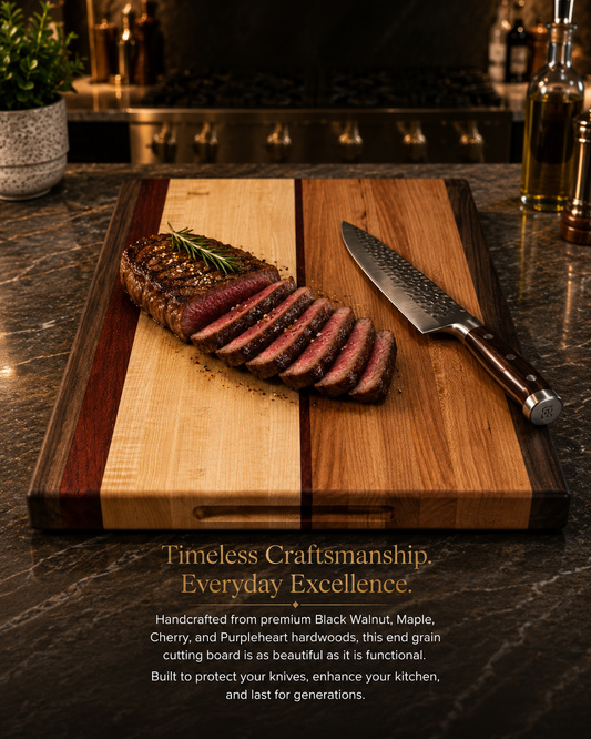 The Arnold Palmer – Edge Grain Cutting Board | Walnut, Maple, Cherry & Padauk
