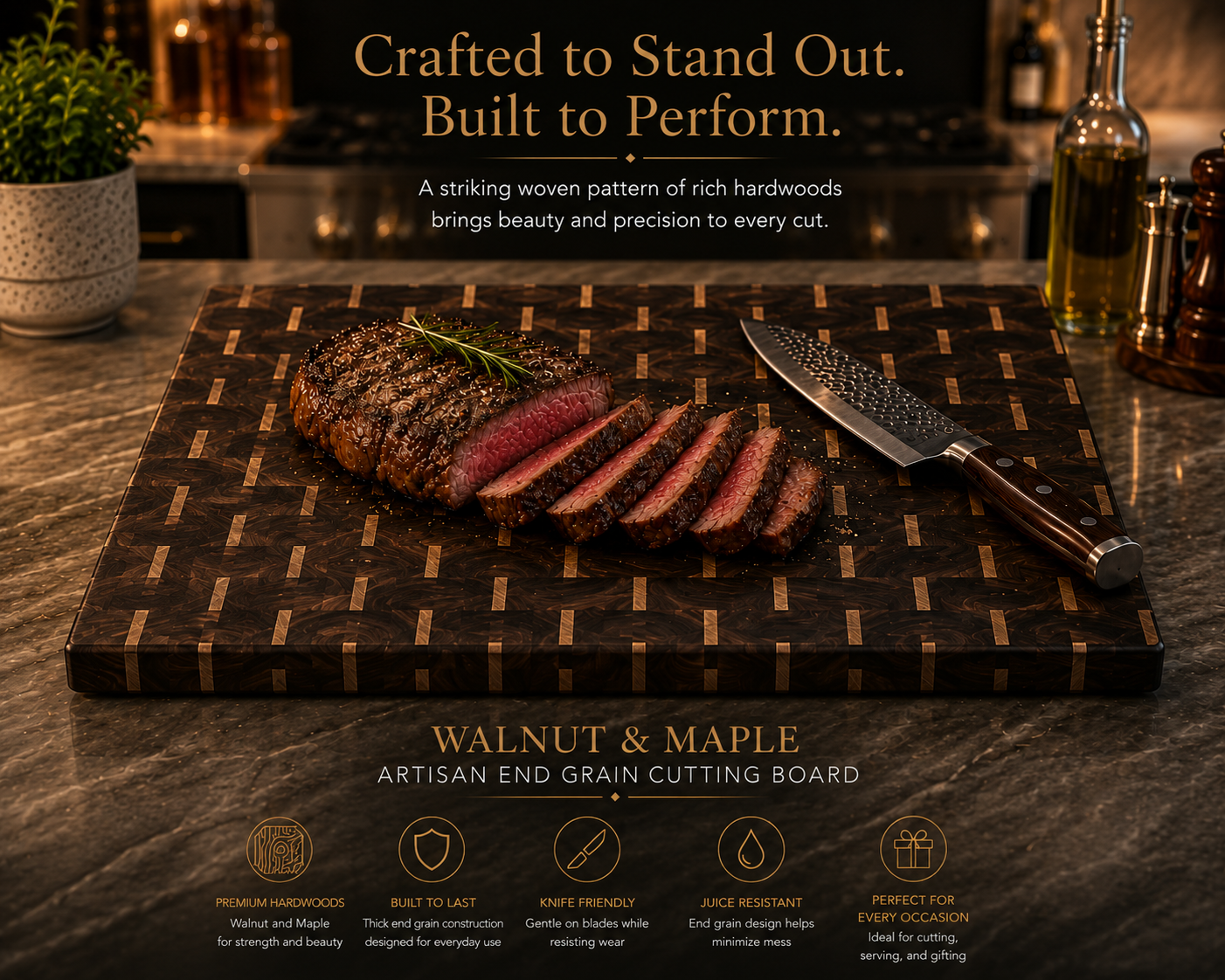 Basket weave End grain cutting board Black Walnut and Maple