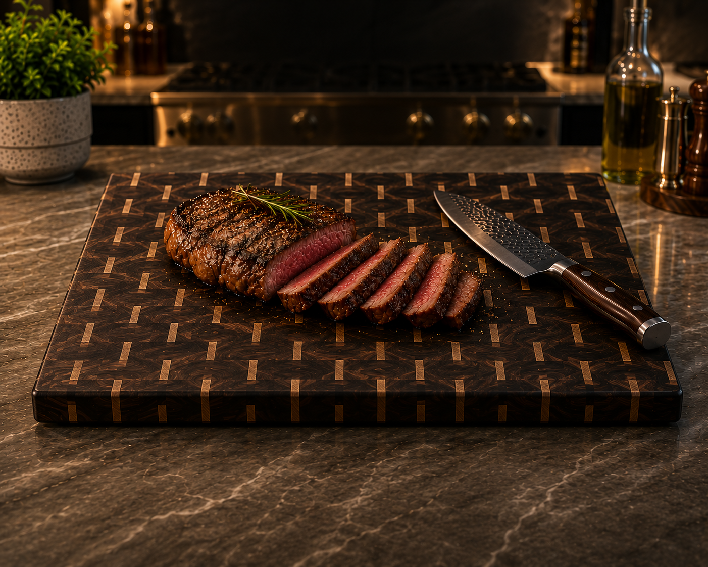 Basket weave End grain cutting board Black Walnut and Maple