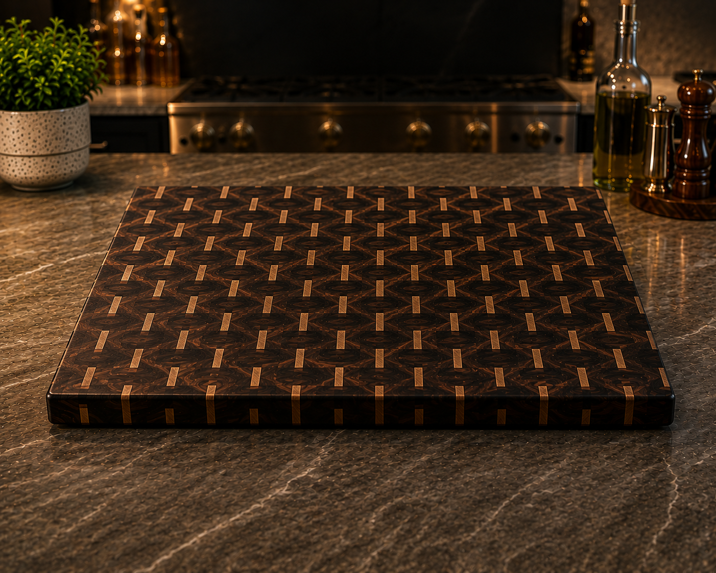 Basket weave End grain cutting board Black Walnut and Maple