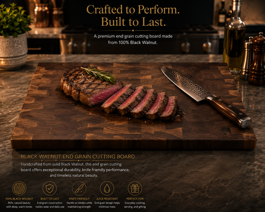 Premium Walnut End Grain Cutting Board – Handcrafted & Durable