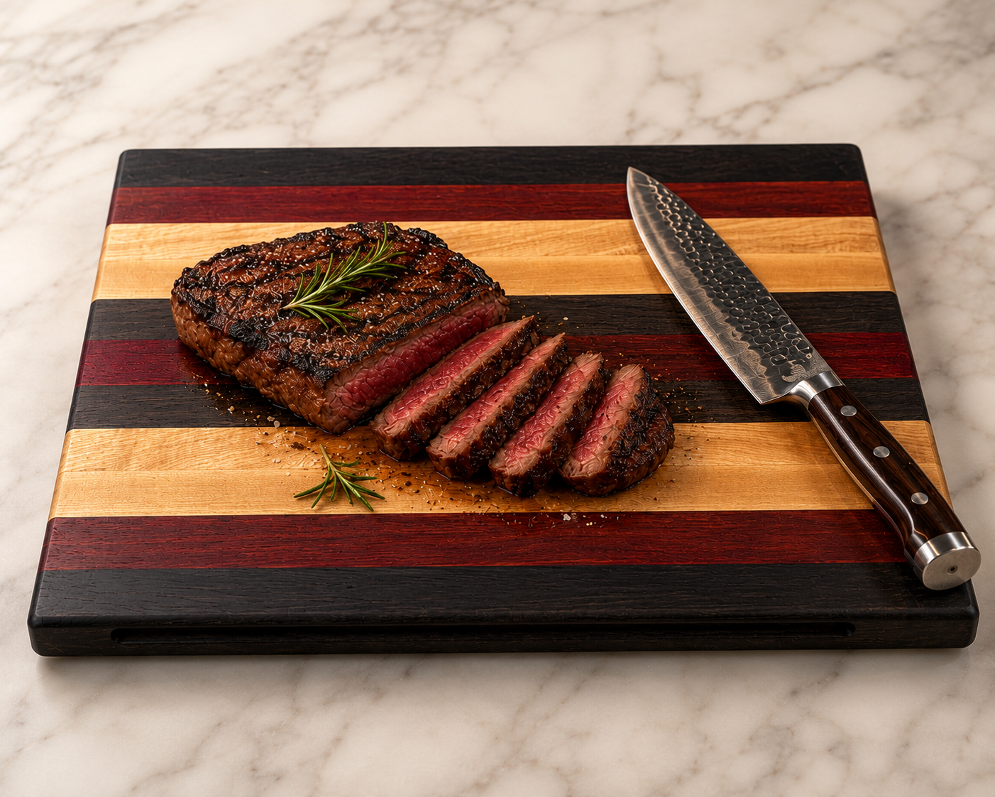 Artisan Striped cutting board with Wenge, Padauk, Black Walnut and Maple