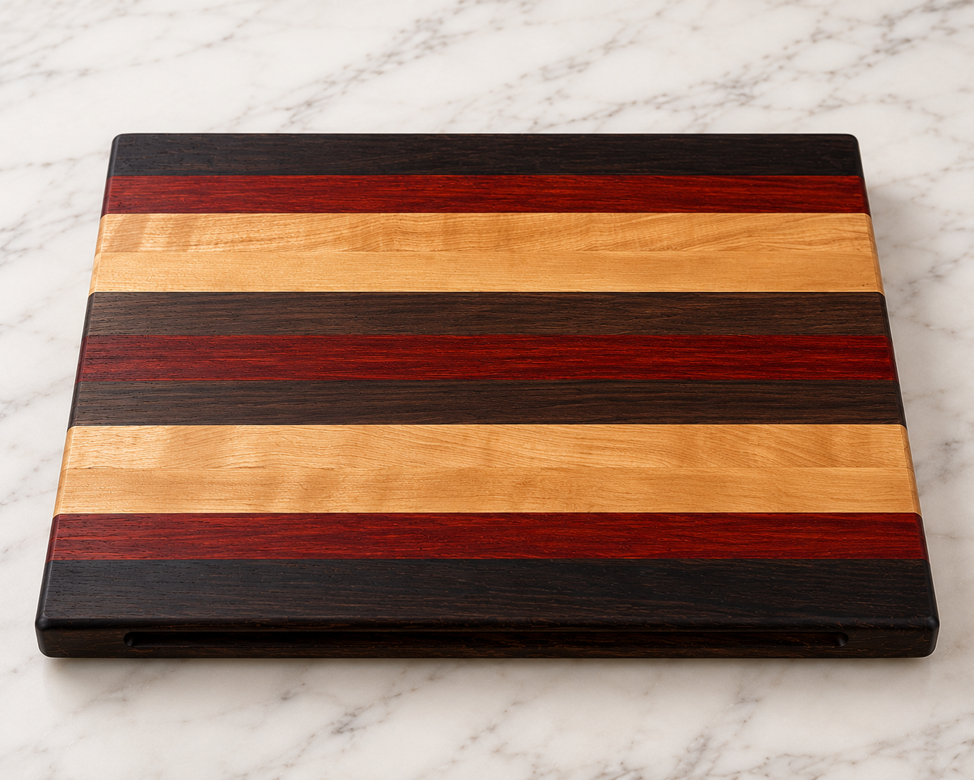 Artisan Striped cutting board with Wenge, Padauk, Black Walnut and Maple
