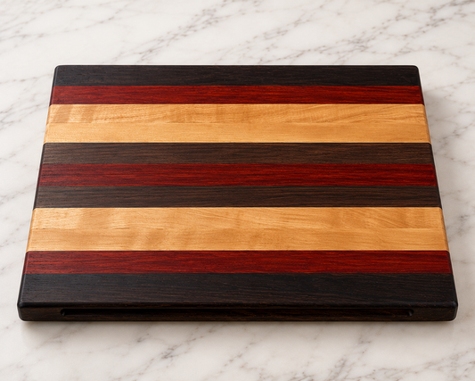 Artisan Striped cutting board with Wenge, Padauk, Black Walnut and Maple